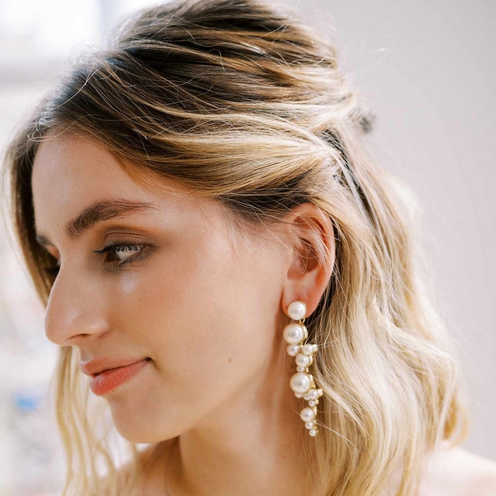 Twigs & Honey Pearl Drop Cluster Earrings